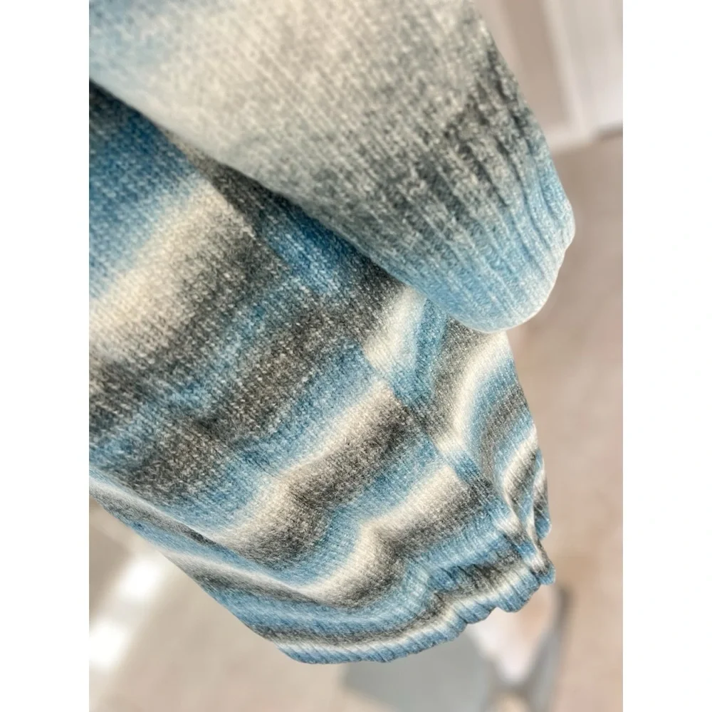 EIGHTY THREADS Shades of blue part wool long cardigan S M L - Picture 7 of 7